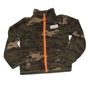 Carter's Green Camouflage Fleece Jacket with Orange Zipper